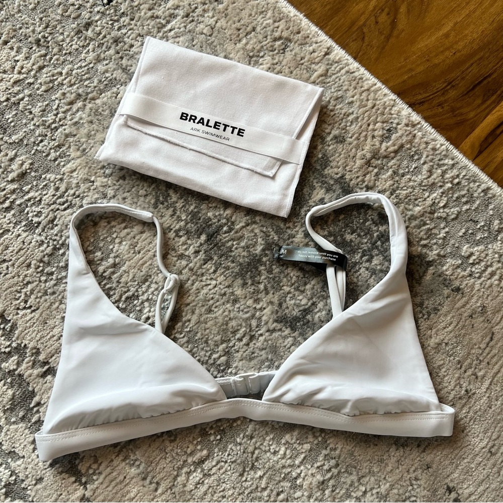 ark swimwear white bralette bikini top